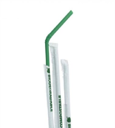 Cannucce pieghevoli bio-eco incartate Imballaggi (400 pz)